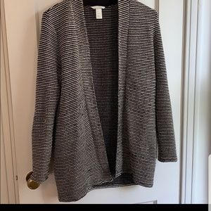 H& M Black and cream striped cardigan
